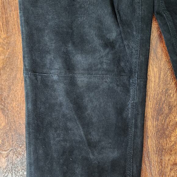 Vintage Brandon Thomas Black Suede 100% Leather Straight Leg High Rise Pants, 4 - Picture 6 of 11